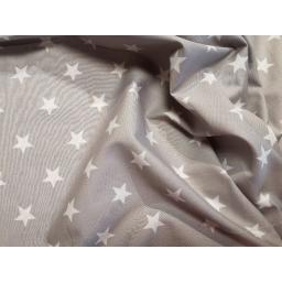 Grey large star cotton poplin