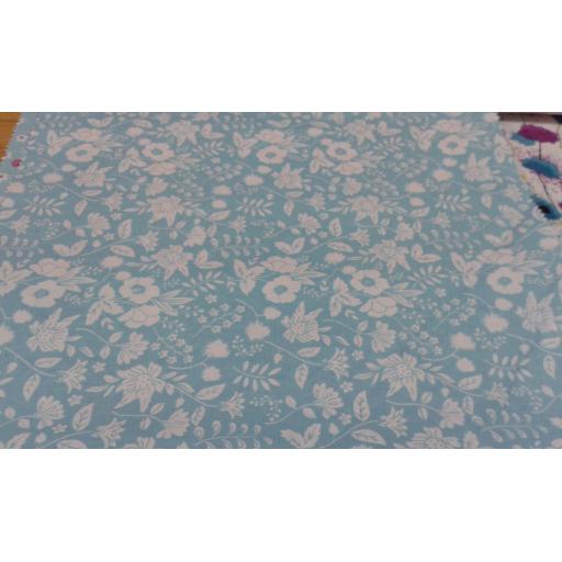 Turq floral cotton fabric