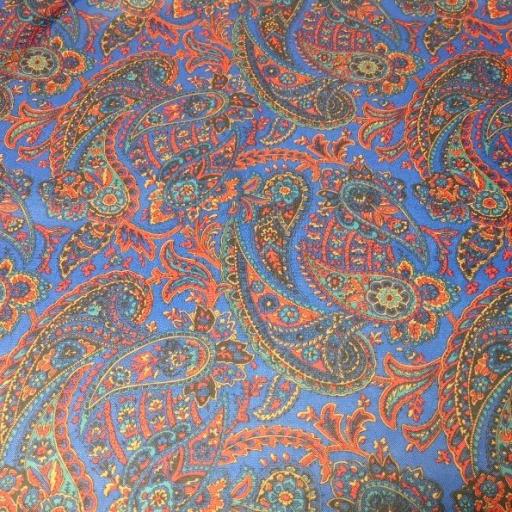 Polyester Paisley lining -blues and red