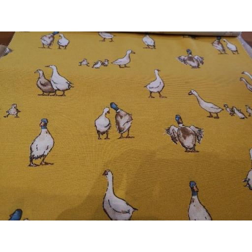 Shabby ducks linen look canvas by Chatham Glyn -ochre yellow