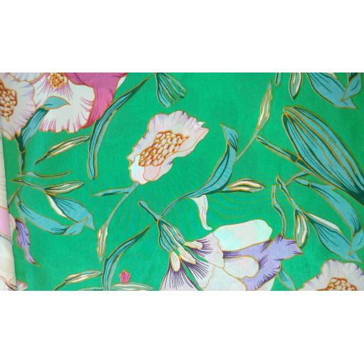 Peachskin- green floral