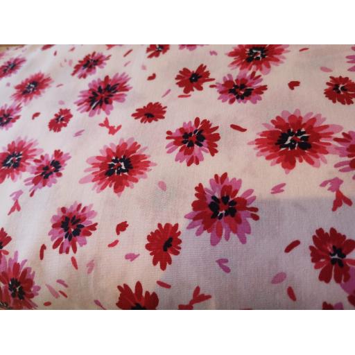 Red and pink floral cotton fabric