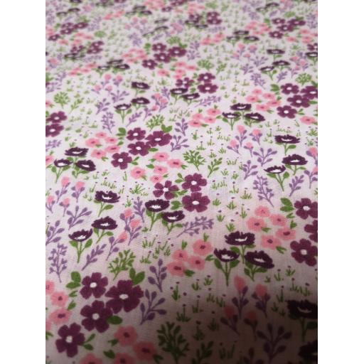 Pink flowers, Floral Polycotton