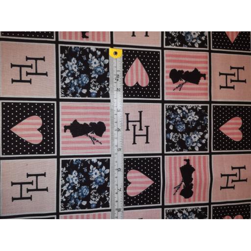 Holly Hobby patchwork cotton fabric, black and pink