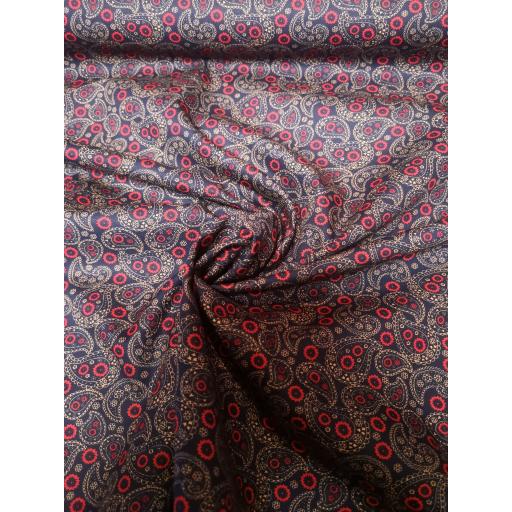 Navy and red paisley cotton poplin fabric.jpg