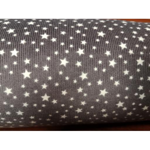 Grey star printed Needlecord 100% cotton