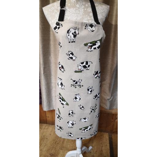 Cute cows Adult apron - hand made full length apron with adjustable neck strap