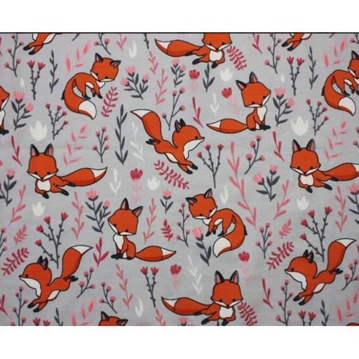 Jersey- cute foxes- Pink and grey