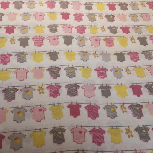 Pink baby themed organic cotton pink hearts on white.jpg