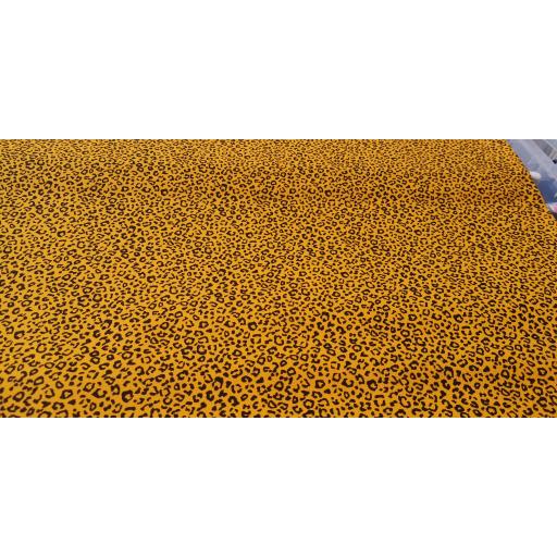 Leopard print, ochre yellow and black cotton poplin