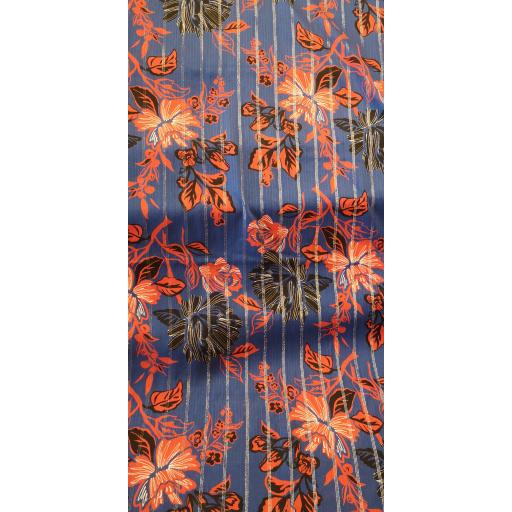 Viscose lurex floral print-blue and red