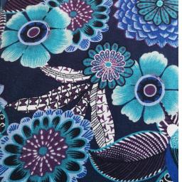 Blooming beautiful viscose. Navy with turquoise,aqua burgundy ivory flowers