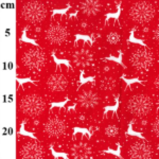 Reindeer Christmas polycotton fabric -red