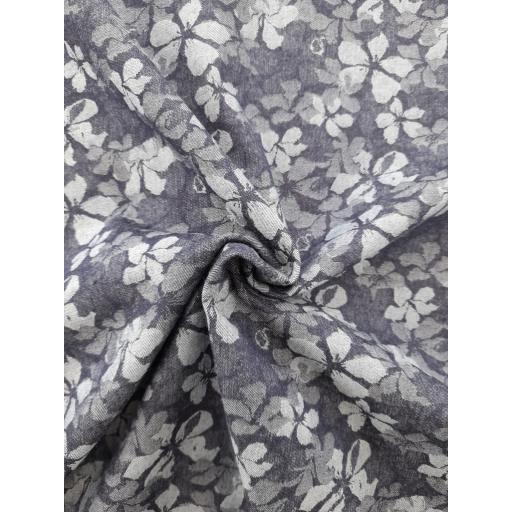 Embossed Mid wash floral stretch Denim- cotton/polyester/viscose/spandex- Free postage