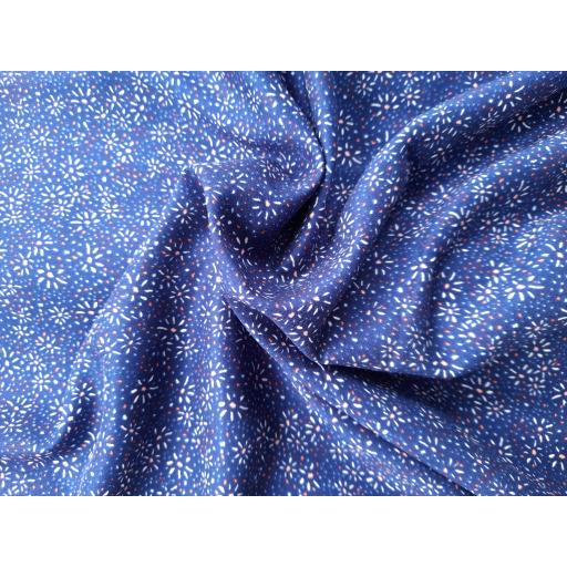 Royal blue abstract fireworks floral viscose fabric Ideal for summer clothing and dressmaking