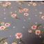 Floral Printed denim fabric with pink flowers, Swatch